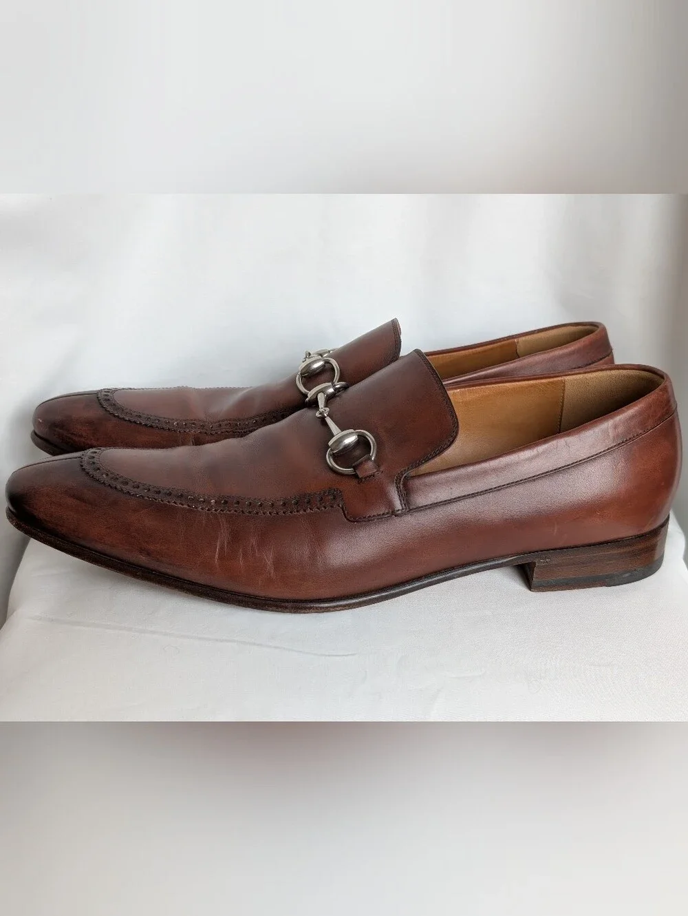 Gucci Brown Ombre Leather Horsebit Loafers Men's Size 10 Slip On Made in Italy